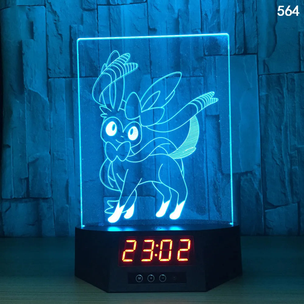 3D glowing dolphin shaped LED table lamp with remote control on a bedside table.