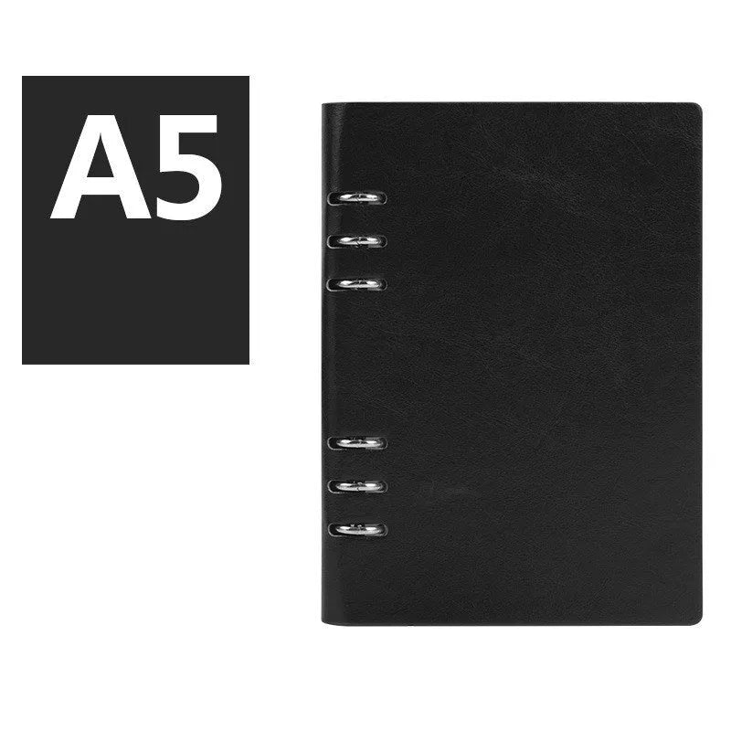 Simple business loose-leaf notebook with imitation leather cover in multiple colours and sizes