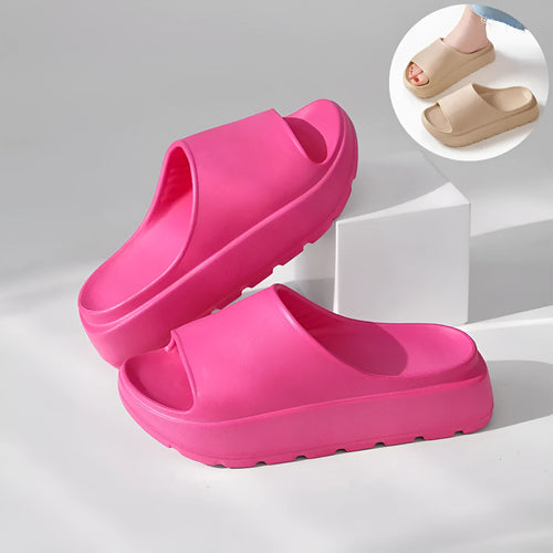 Women's thick soled beach slippers in fish mouth design with 5.5cm EVA sole