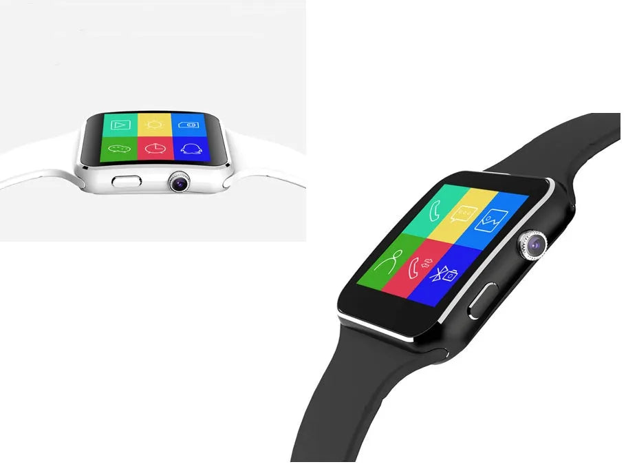 Black smart watch with a round 1.54-inch touchscreen on a silicone strap