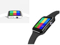 Black smart watch with a round 1.54-inch touchscreen on a silicone strap