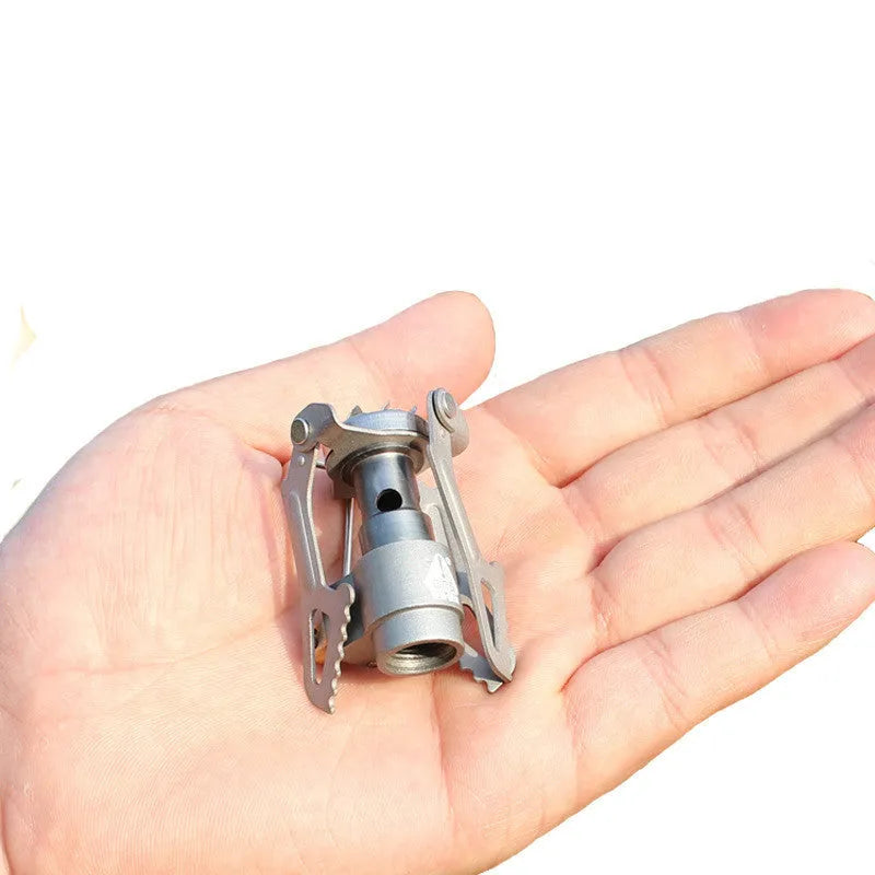 Compact one-piece portable gas camping stove for propane fuel outdoor cooking