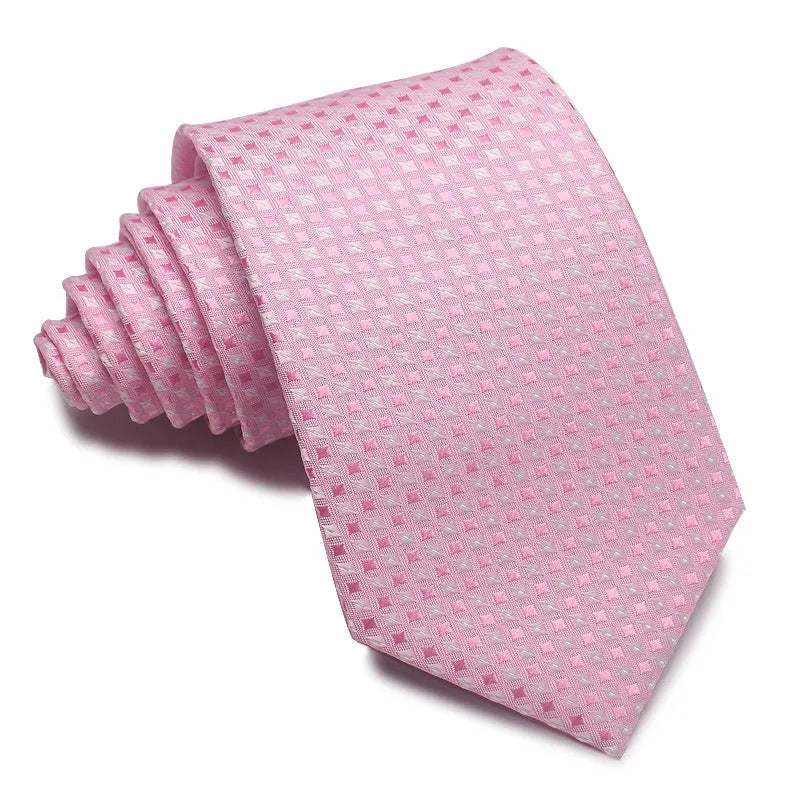Men's 8cm polyester jacquard striped business tie in red black and blue formal arrow type