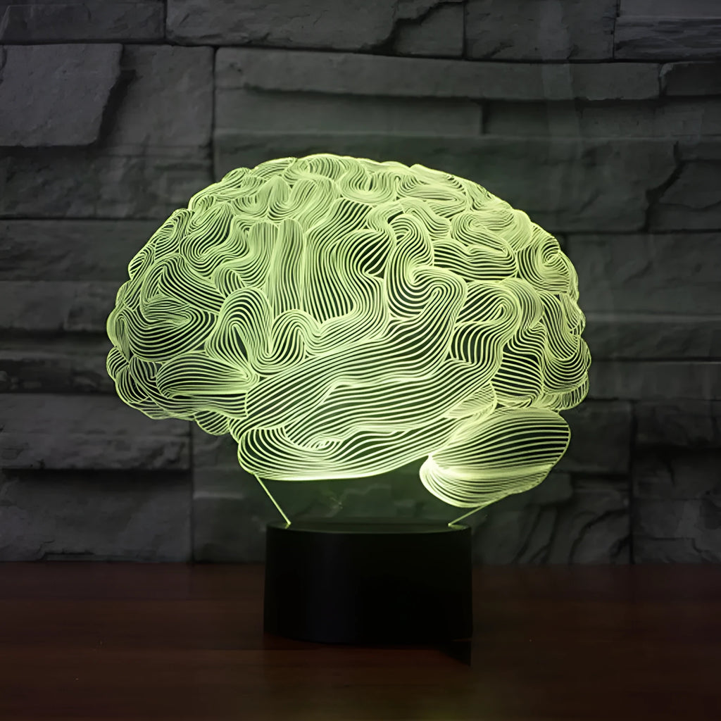 3D LED desk lamp with remote control showing colourful acrylic visual illusion design