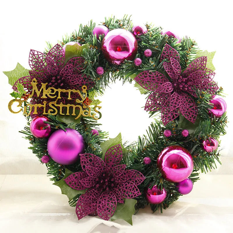 30cm multicolour plastic Christmas wreath decoration for doors or gardens