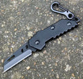 Pocket folding knife 567 black 440C steel serrated blade stainless steel handle 85mm closed length 5mm