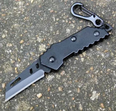 Pocket folding knife 567 black 440C steel serrated blade stainless steel handle 85mm closed length 5mm