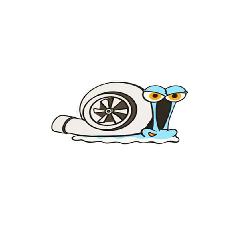 Reflective car bumper sticker with cartoon snail design measuring 12cm by 8cm