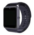 Black smart watch with a round 1.54-inch touchscreen on a silicone strap