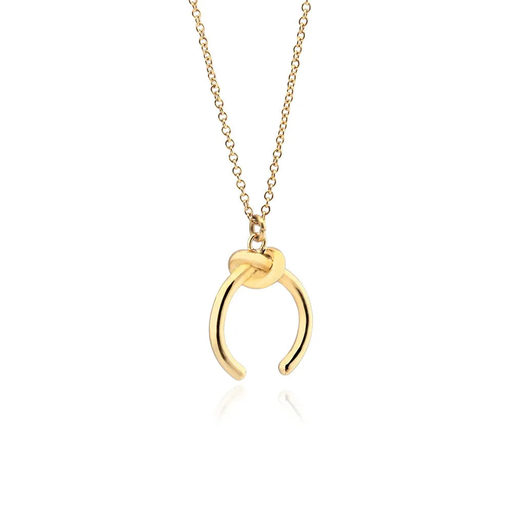 Geometric copper pendant necklace with adjustable chain in gold or silver finish