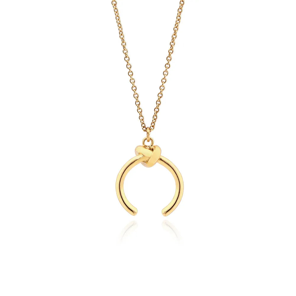 Geometric copper pendant necklace with adjustable chain in gold or silver finish