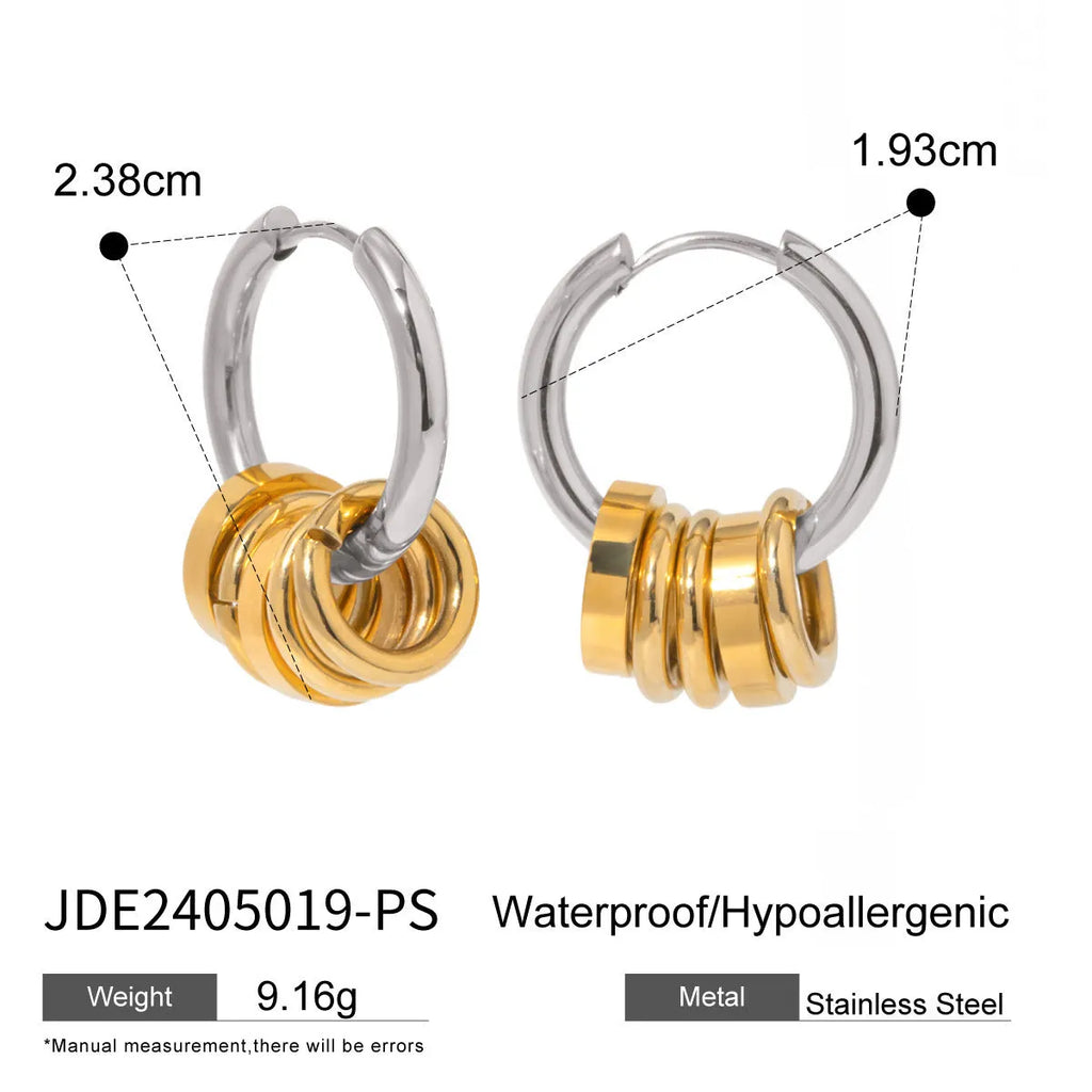 Stainless steel colour matching earrings with electroplating treatment in ins style