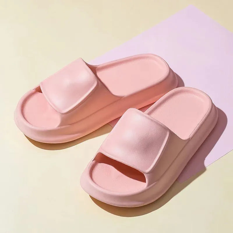 Soft EVA flip-flop slippers with a thick sole, shown in multiple colour options.