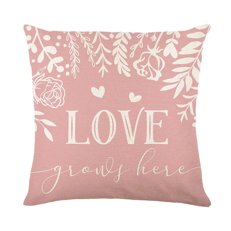 Square plaid heart printed pillow cover for Valentine's Day in 45x45cm size