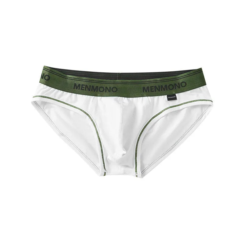 Men's low-waist cotton briefs shown in a two-tone colour combination, such as black with red trim.