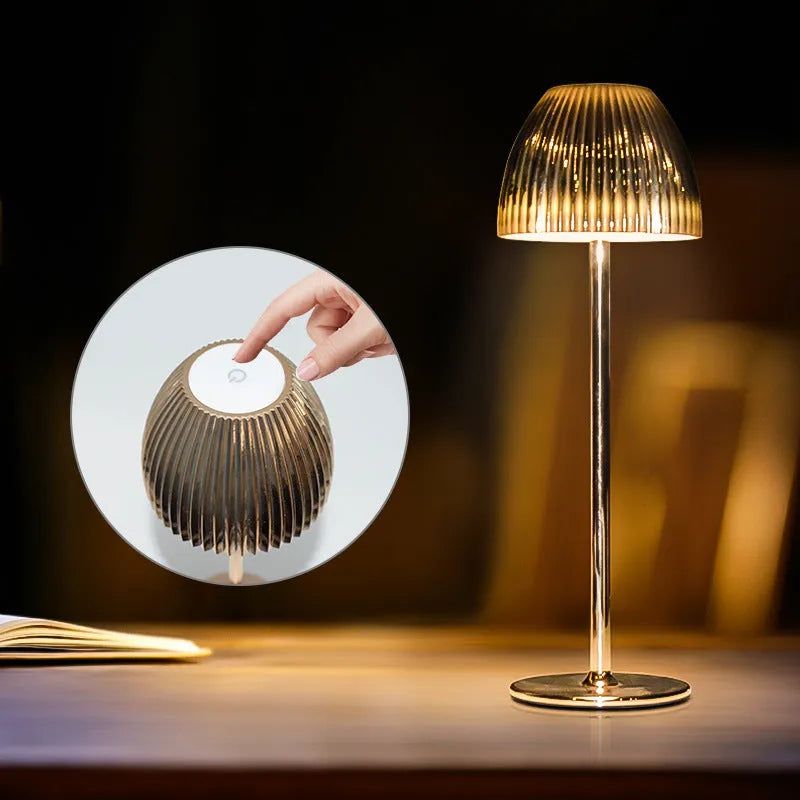 Ins pattern dimming small night lamp with thin round bottom in black or white options