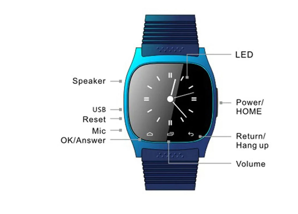 Compatible smart Bluetooth sports watch in black white and blue with waterproof design for iOS and Android
