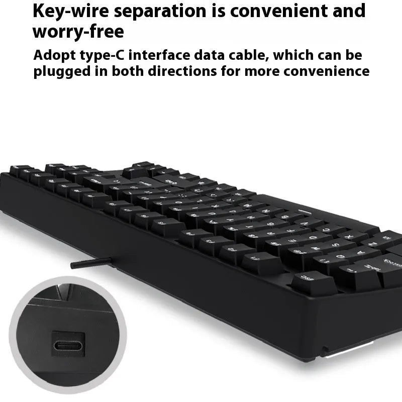 87-key wired mechanical keyboard with multicolour keycaps on black base, showing hot-swappable switches and included tools