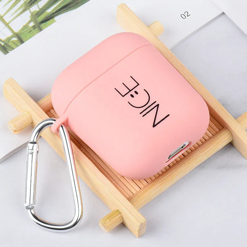 iPhone compatible AirPods PC case cover in black or pink with decorative style options