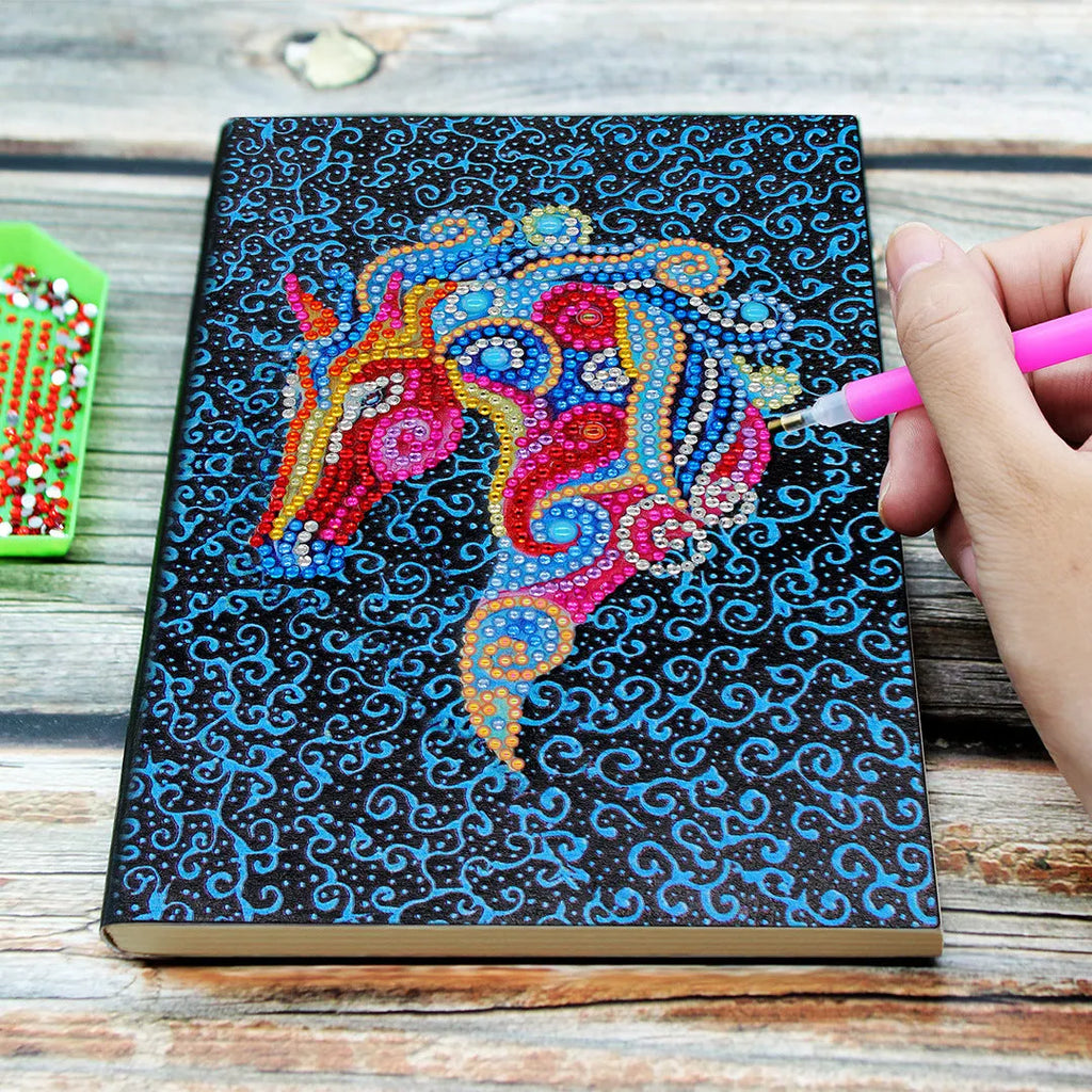 Blue diamond painting notebook A5 size 142x207x8mm with hardback cover