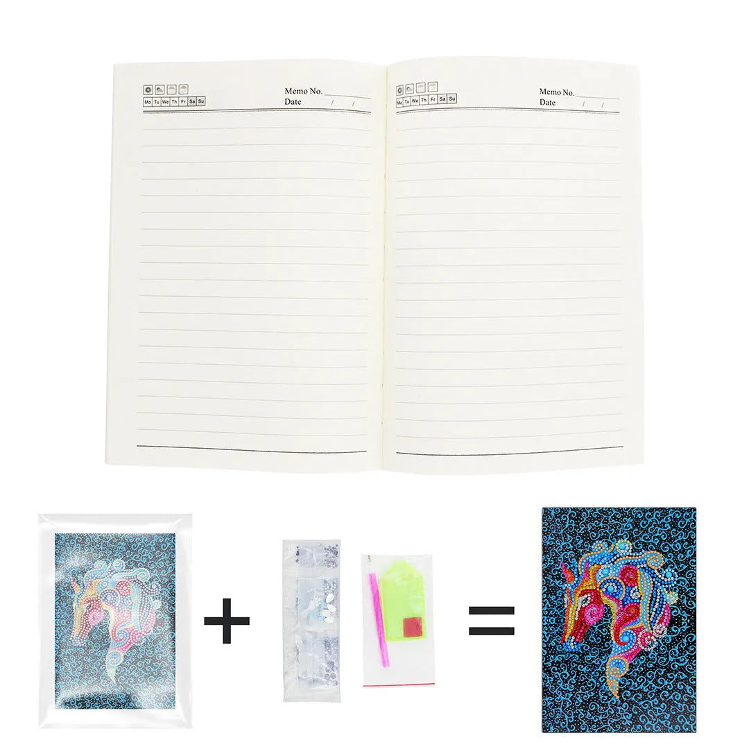 Blue diamond painting notebook A5 size 142x207x8mm with hardback cover