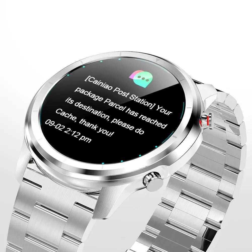 LEMFO LF26 smart bracelet showing its 1.3-inch screen, worn on a wrist, available in black, brown silver, and silver colours.