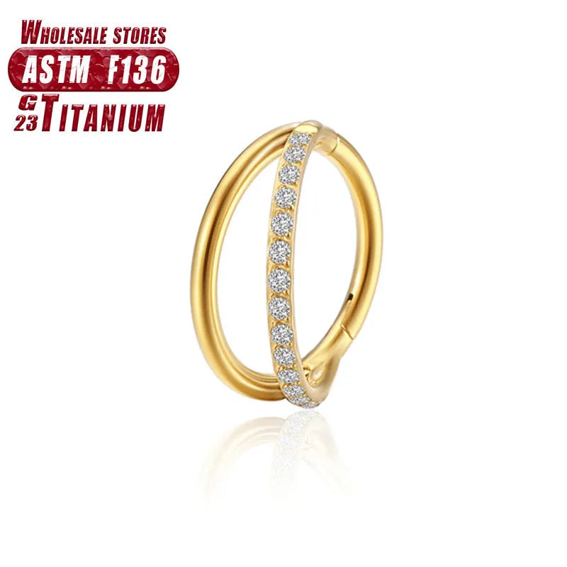 Titanium alloy nose ring body piercing jewellery with diamond treatment in multiple colour finishes