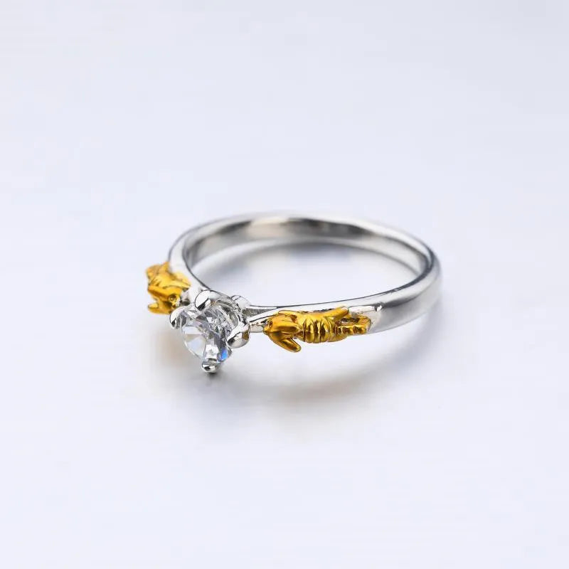 Copper crown ring with crystal elements in black gold finish