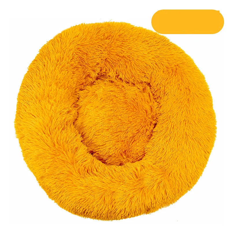 Plush warm dog bed in winter soft cloth pet nest in dark gray for indoor sleeping