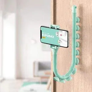 Flexible rubber phone bracket with suction cup base showing 62cm length and 360° rotation capability