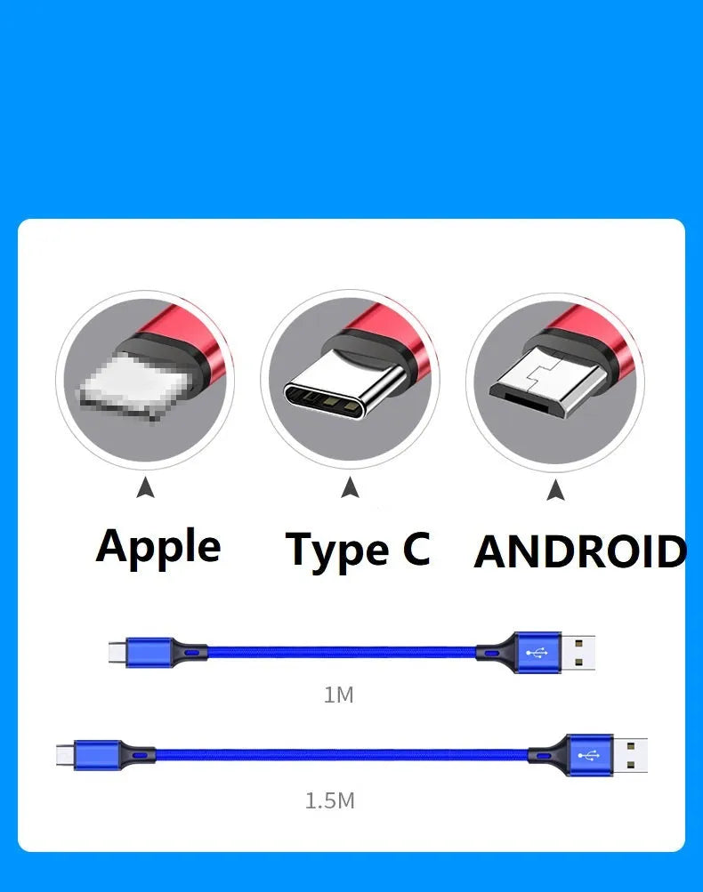 Black USB to TYPE C mobile phone charging cable shown at 2 metre length.