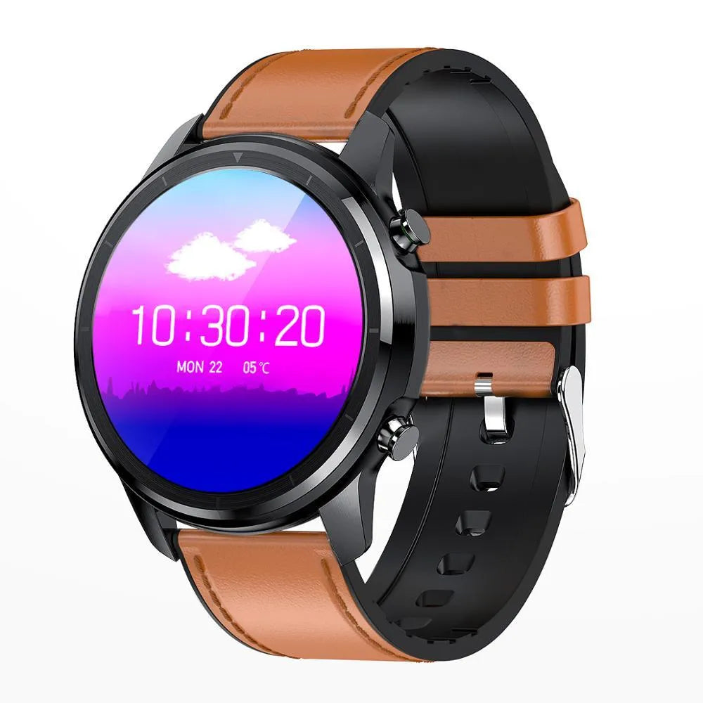 LEMFO LF26 smart bracelet showing its 1.3-inch screen, worn on a wrist, available in black, brown silver, and silver colours.