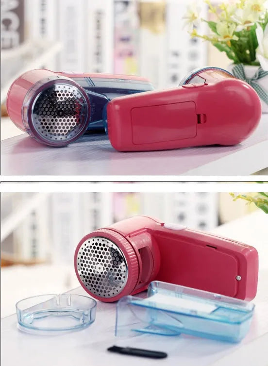 Portable electric lint remover unit showing compact design with collection compartment