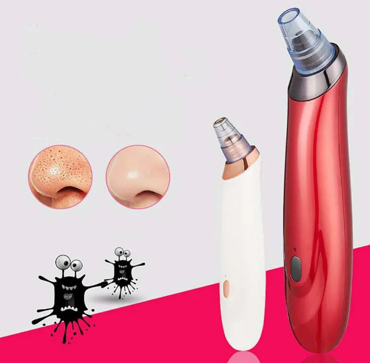 Electric blackhead remover device with vacuum suction pump and multiple nozzle attachments for pore cleaning