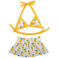 Summer dog pet bikini suit in peach colour (cotton) on a small dog, size S, front view