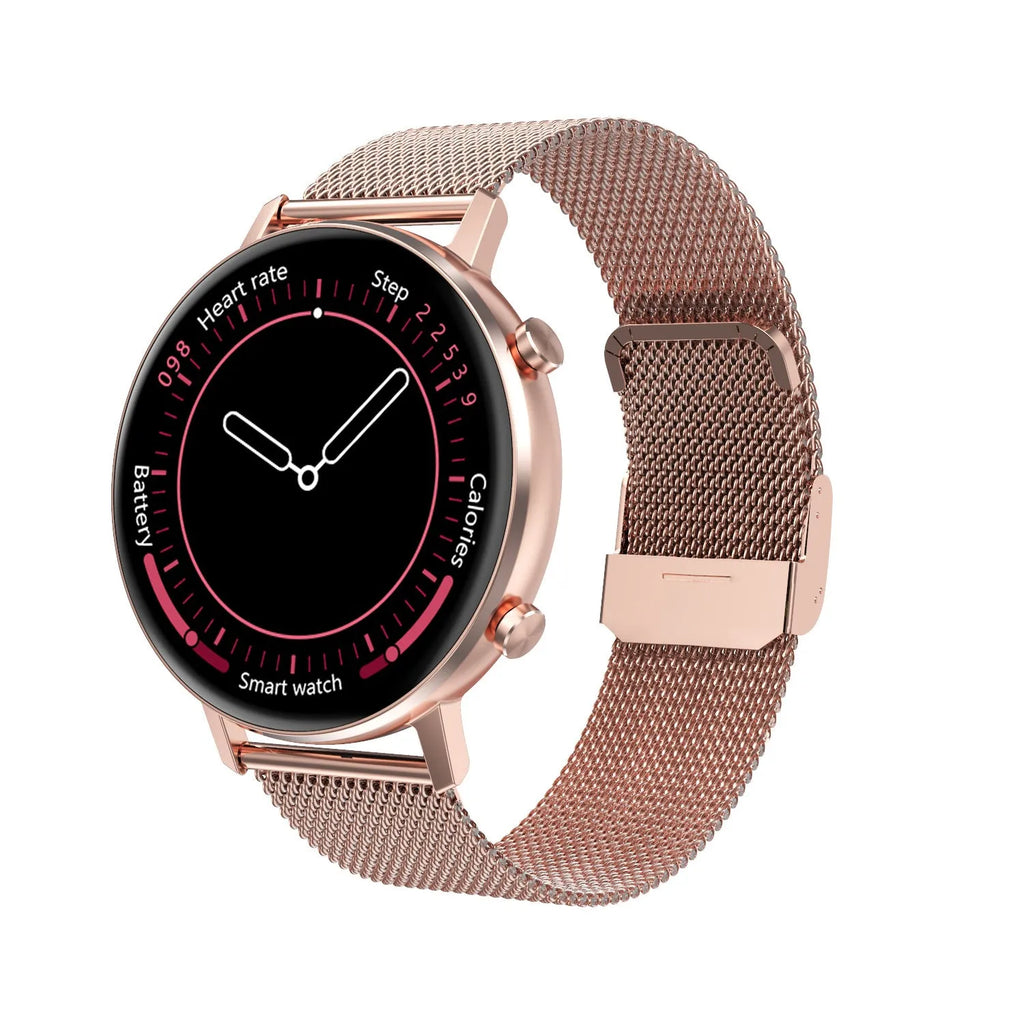DT96 smart bracelet with steel strap showing 1.3 inch display on wrist