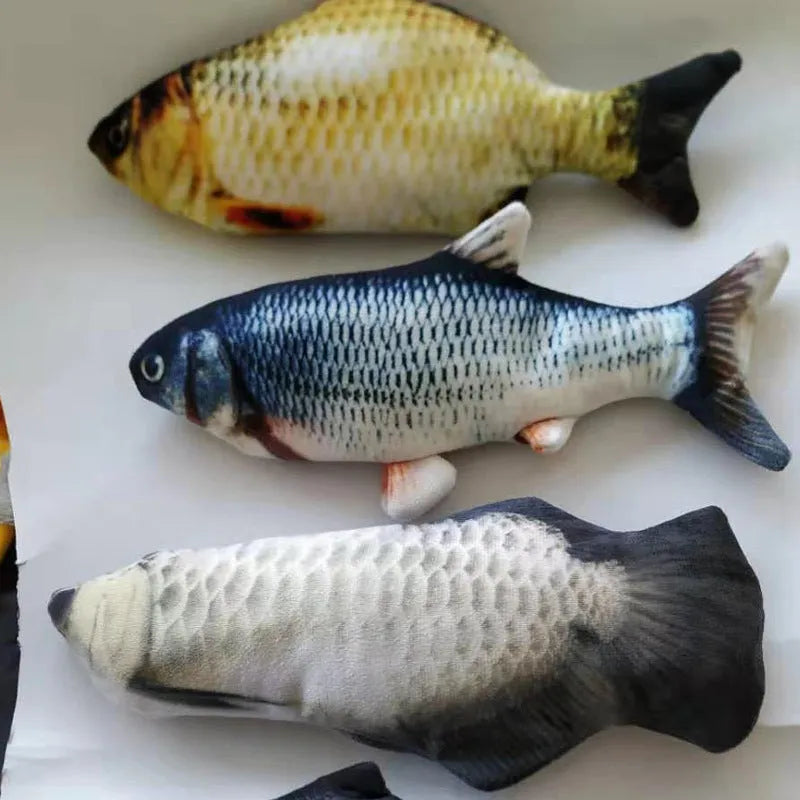 Electronic jumping fish cat toy with USB charging cable, 30cm multicolour fish design