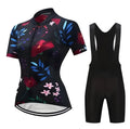 BlackFlower cycling kit with black jersey and bib shorts featuring full-length zipper and perforated straps