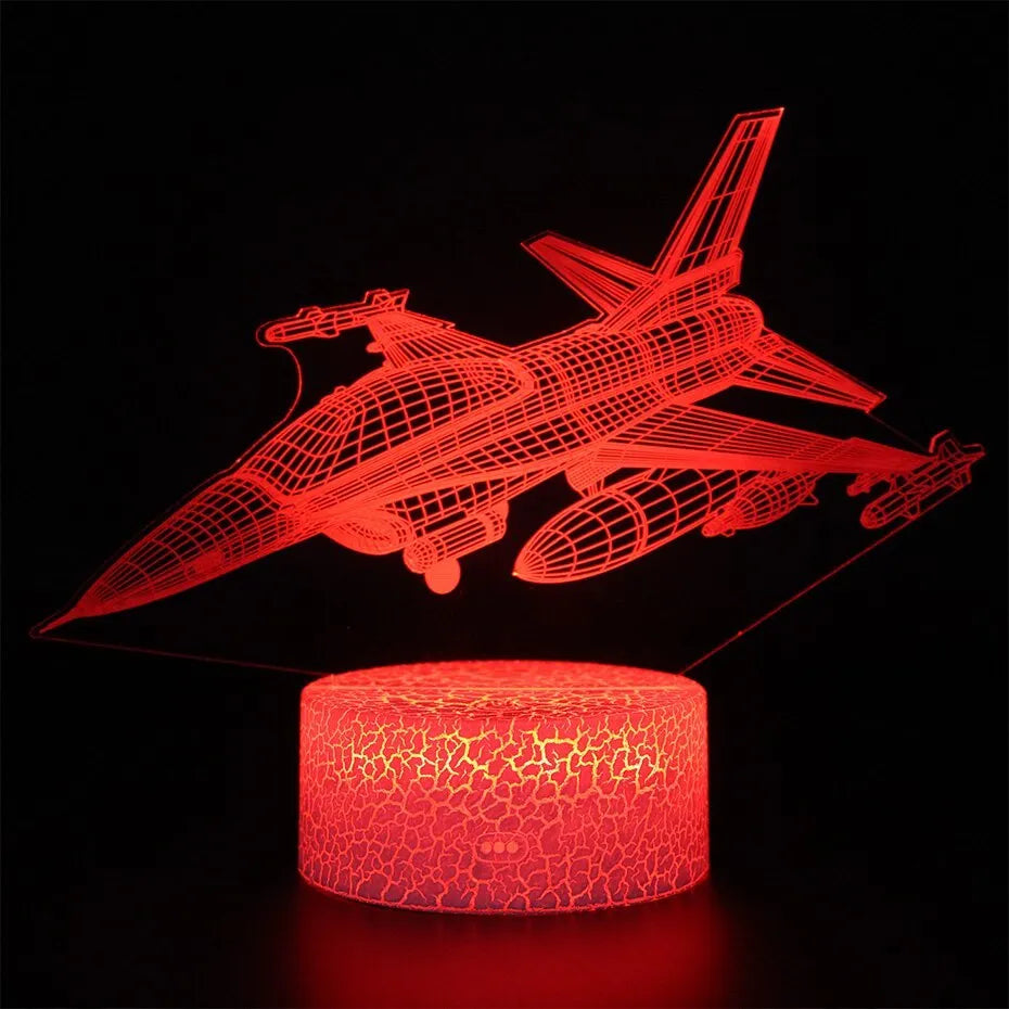 Cartoon aeroplane-shaped LED night light with acrylic shade and touch switch control