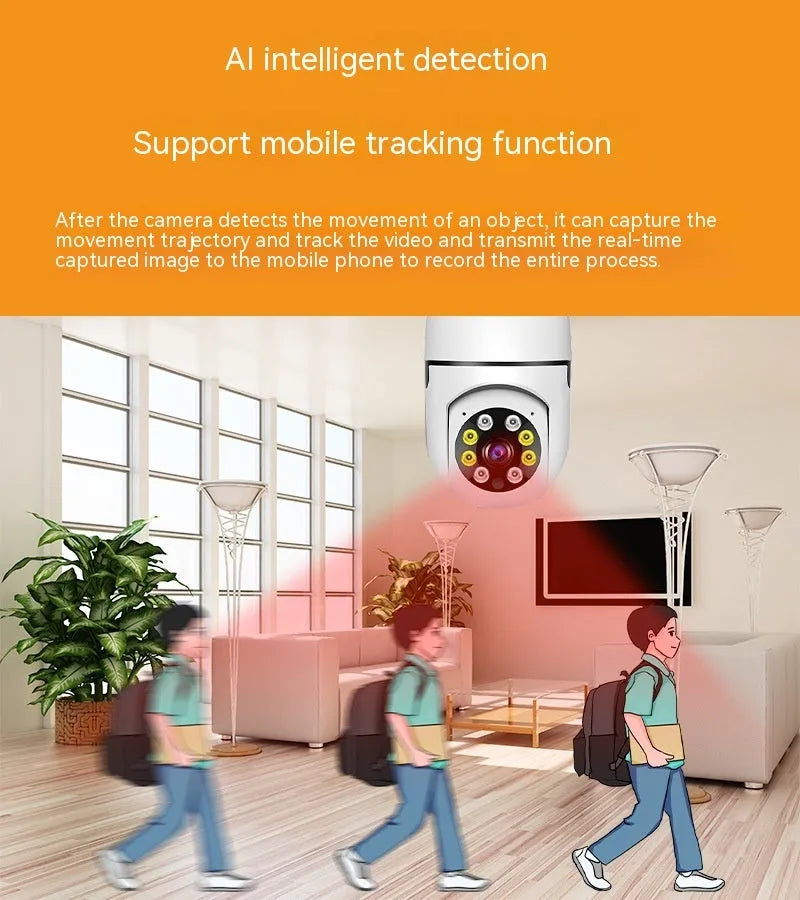 Wireless bulb security camera with 1080p monitoring and night vision