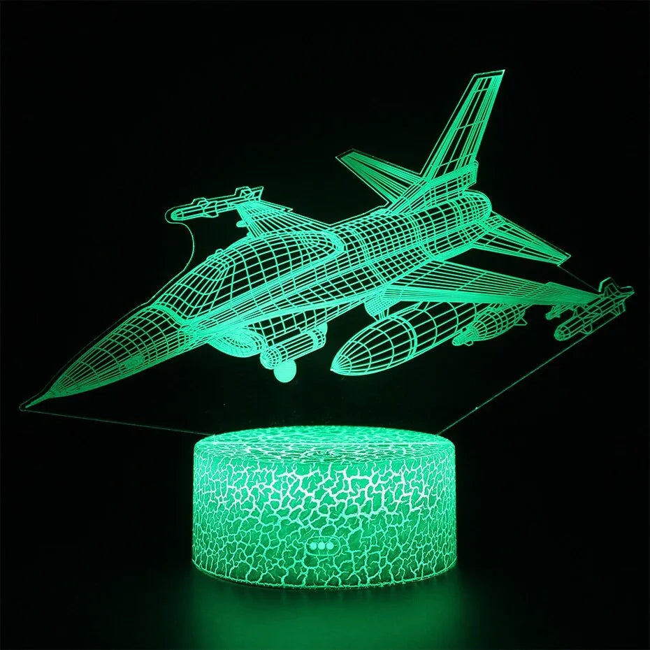 Cartoon aeroplane-shaped LED night light with acrylic shade and touch switch control