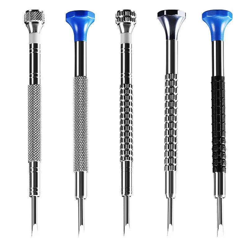 Ten-piece manual screwdriver repair set with twenty spare bits for watch and glasses maintenance