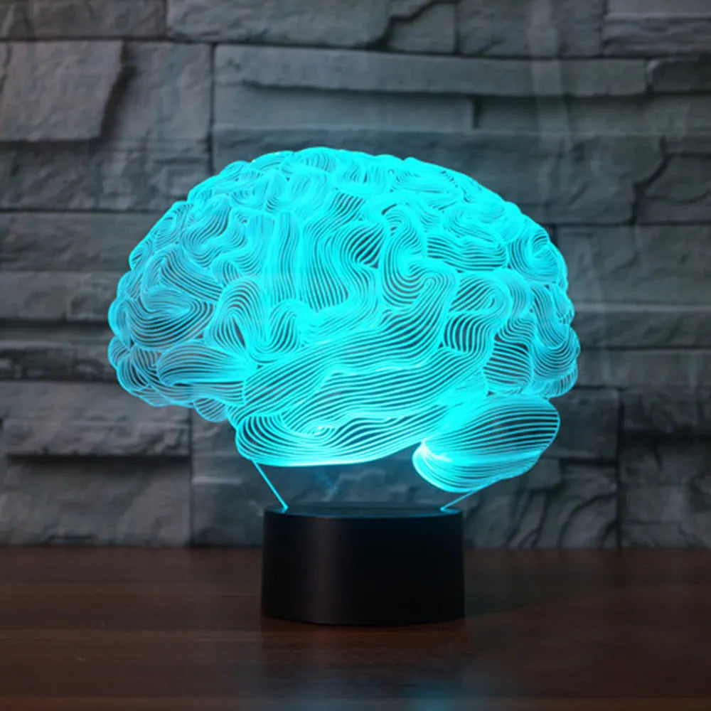 3D LED desk lamp with remote control showing colourful acrylic visual illusion design