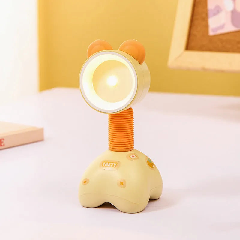 DIY cartoon magnetic small night lamp showing adjustable lighting angle and bear design