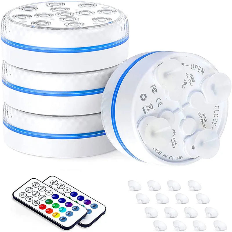 IP68 waterproof colour changing remote control diving light with ABS case for garden ponds