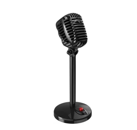 Black USB computer microphone with adjustable stand and omnidirectional pickup for podcasting and online calls