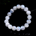 Natural blue moonlight moonstone bracelet with round polished beads in various size options