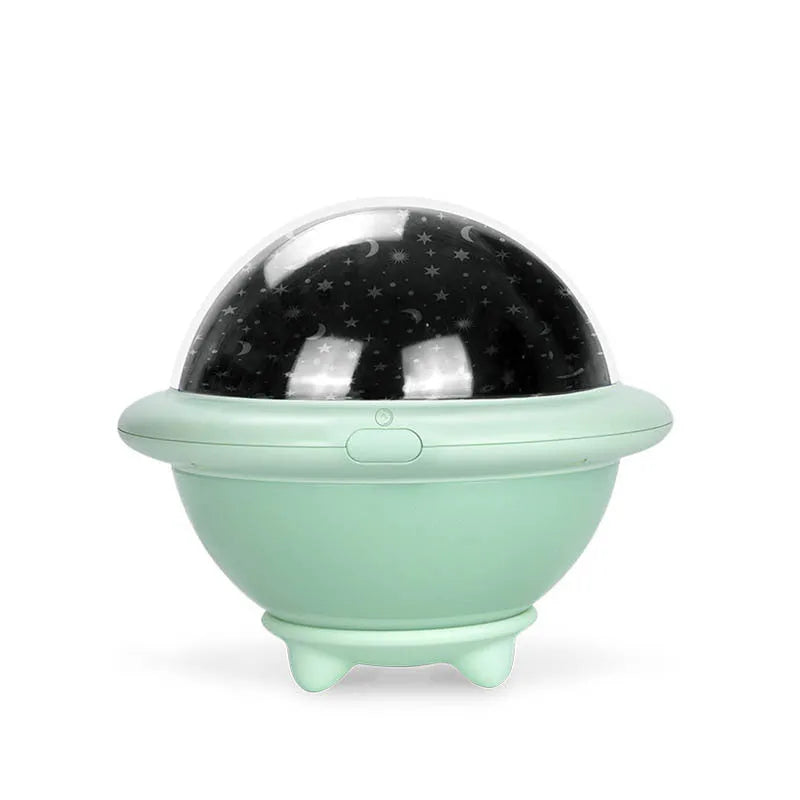 UFO-shaped plastic starry sky projection night light in pink, white, or green colours