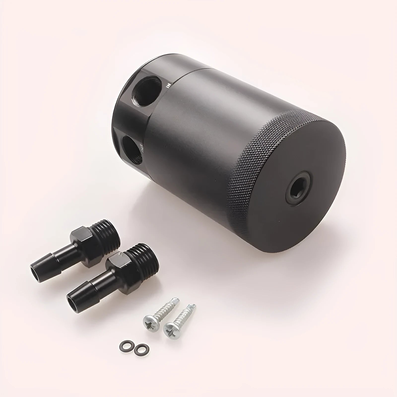 Aluminium automotive oil pot in black or silver with two-hole breathable design