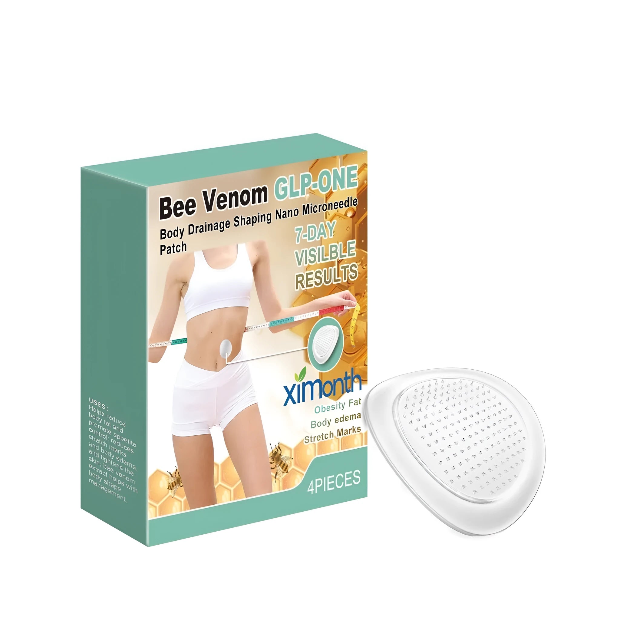 Four nano microneedle patches for body drainage and shaping skincare with bee venom ingredients